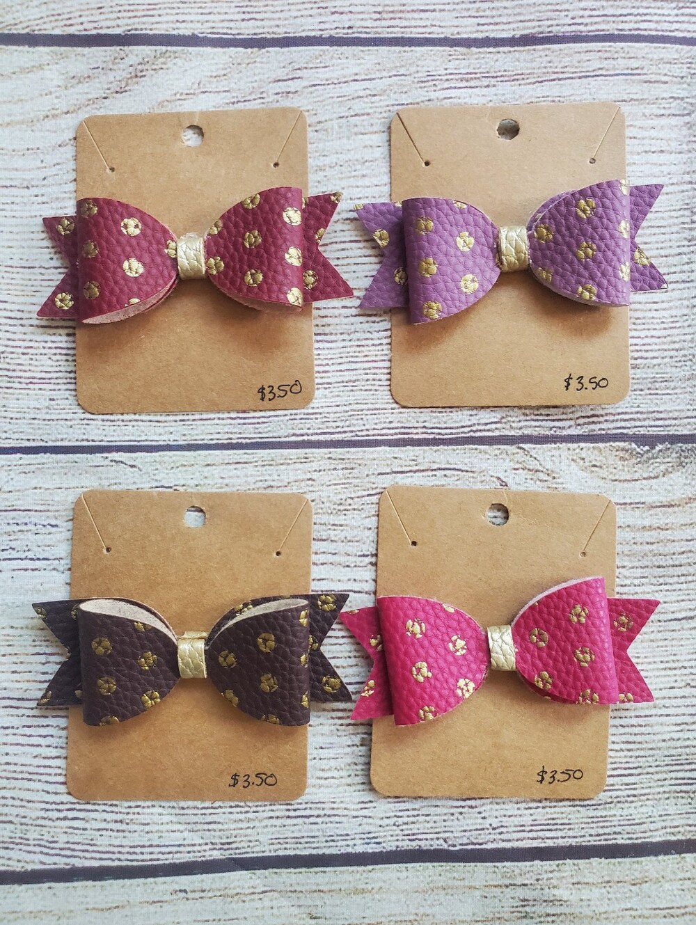 Kids Decorative Faux Leather Bow Hair Clip Collection